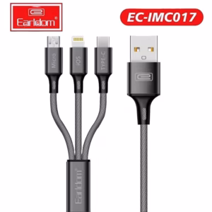 EARLDOM Καλώδιο USB Φόρτισης Και Μεταφοράς Δεδομένων EC-IMC017 3 In 1 Carbon