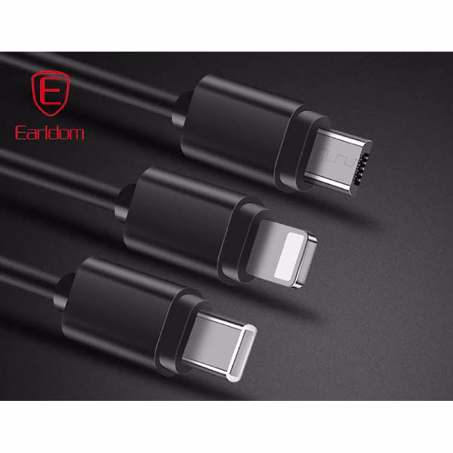 EARLDOM Καλώδιο USB Φόρτισης Και Μεταφοράς Δεδομένων EC-IMC015 3 In 1 Black - Image 2