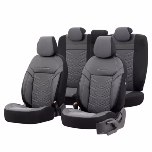 Καλύμματα Αυτοκινήτου Otom Reflective Design Universal Jacquard / Rachel / Δερματίνη Σετ Εμπρός / Πίσω Μαύρο – Σκούρο Γκρι RFL-2603 11 Τεμάχια