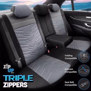 Καλύμματα Αυτοκινήτου Otom Reflective Design Universal Jacquard / Rachel / Δερματίνη Σετ Εμπρός / Πίσω Μαύρο – Σκούρο Γκρι RFL-2603 11 Τεμάχια