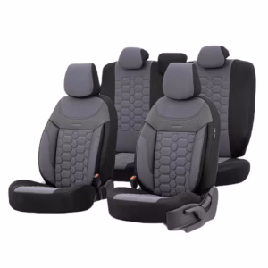 Καλύμματα Αυτοκινήτου Otom Carbon Design Universal Jacquard / Rachel / Δερματίνη Σετ Εμπρός / Πίσω Γκρι CRB-3404 11 Τεμάχια