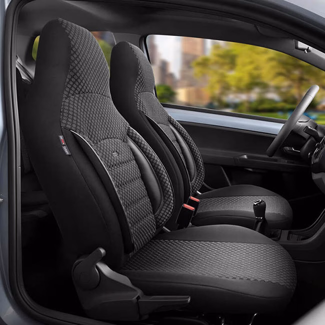 Καλύμματα Αυτοκινήτου Otom Sport Plus City Design Universal Βαμβακερό Ύφασμα / Rachel / Δερματίνη Σετ Εμπρός / Πίσω Με Ενσωματωμένα Προσκέφαλα Μαύρο SPTPLS-101CTY 11 Τεμαχίων - Image 7
