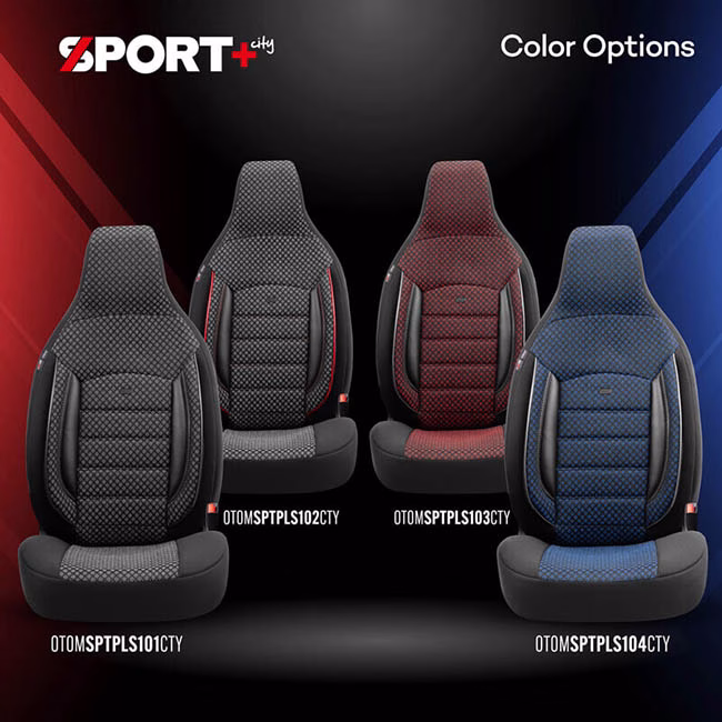 Καλύμματα Αυτοκινήτου Otom Sport Plus City Design Universal Βαμβακερό Ύφασμα / Rachel / Δερματίνη Σετ Εμπρός / Πίσω Με Ενσωματωμένα Προσκέφαλα Μαύρο SPTPLS-101CTY 11 Τεμαχίων - Image 4