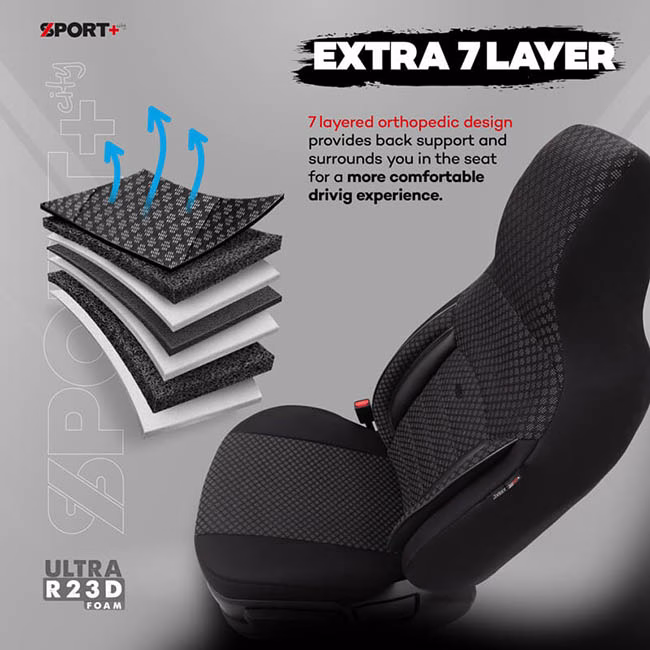 Καλύμματα Αυτοκινήτου Otom Sport Plus City Design Universal Βαμβακερό Ύφασμα / Rachel / Δερματίνη Σετ Εμπρός / Πίσω Με Ενσωματωμένα Προσκέφαλα Μαύρο SPTPLS-101CTY 11 Τεμαχίων - Image 6