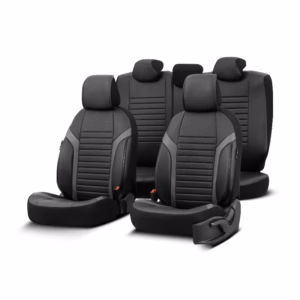 Καλύμματα Αυτοκινήτου Otom Coral Design Universal Full Δερματίνη Σετ Εμπρός / Πίσω Μαύρο / Γκρι CRΑL-106 11 Τεμαχίων