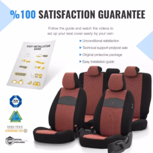 Καλύμματα Αυτοκινήτου Otom Smart Design Universal Ύφασμα / Δερματίνη Σετ Εμπρός / Πίσω Μαύρο / Κόκκινο SLTSMT103-NZ 11 Τεμαχίων
