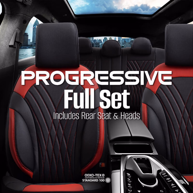 Καλύμματα Αυτοκινήτου Otom Progressive Design Universal Full Δερματίνη Σετ Εμπρός / Πίσω Μαύρο / Κόκκινο PRG-104 11 Τεμαχίων - Image 2