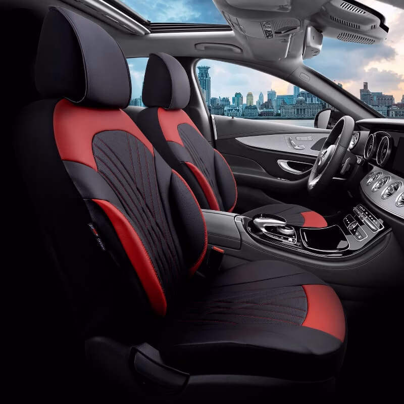 Καλύμματα Αυτοκινήτου Otom Progressive Design Universal Full Δερματίνη Σετ Εμπρός / Πίσω Μαύρο / Κόκκινο PRG-104 11 Τεμαχίων - Image 10