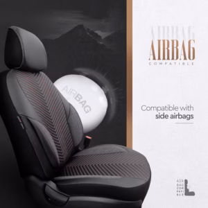 Καλύμματα Αυτοκινήτου Otom “Advanced Leather” Universal Δερματίνη / Λινό Ύφασμα Σετ Εμπρός / Πίσω  Μαύρο / Κόκκινο ΑDV-101 11 Τεμαχίων