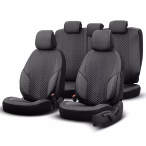 Καλύμματα Αυτοκινήτου Otom “Advanced Leather” Universal Δερματίνη / Λινό Ύφασμα Σετ Εμπρός / Πίσω Μαύρο / Smoke ΑDV-103 11 Τεμαχίων
