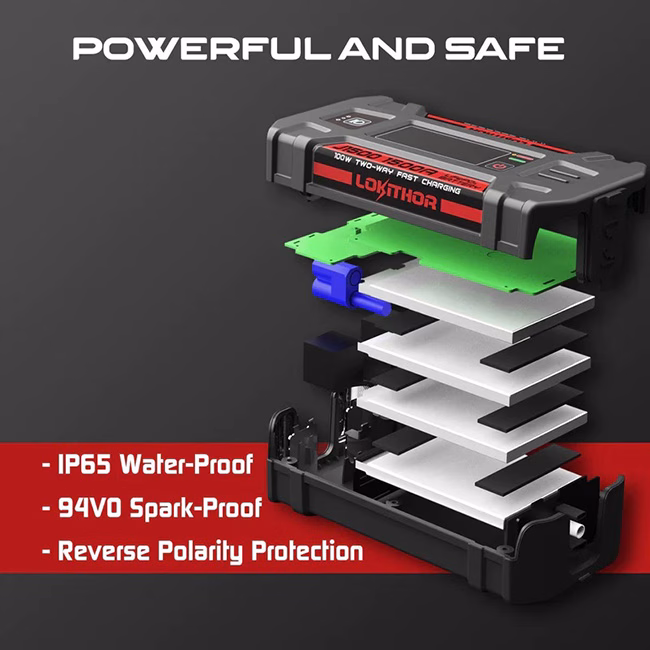 Εκκινητής Μπαταριών Αυτοκινήτου, Powerbank, Φακός Led 3 Σε1 Lokithor J1500 12 Volt 1500A 1 Τεμάχιο - Image 3
