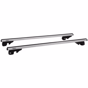 Μπάρες Οροφής Αλουμινίου Universal Rackit RK004-1-135cm Railing System Σετ Με Πόδια Και Κλειδαριά Τετράγωνες Ασημί 2 Τεμάχια