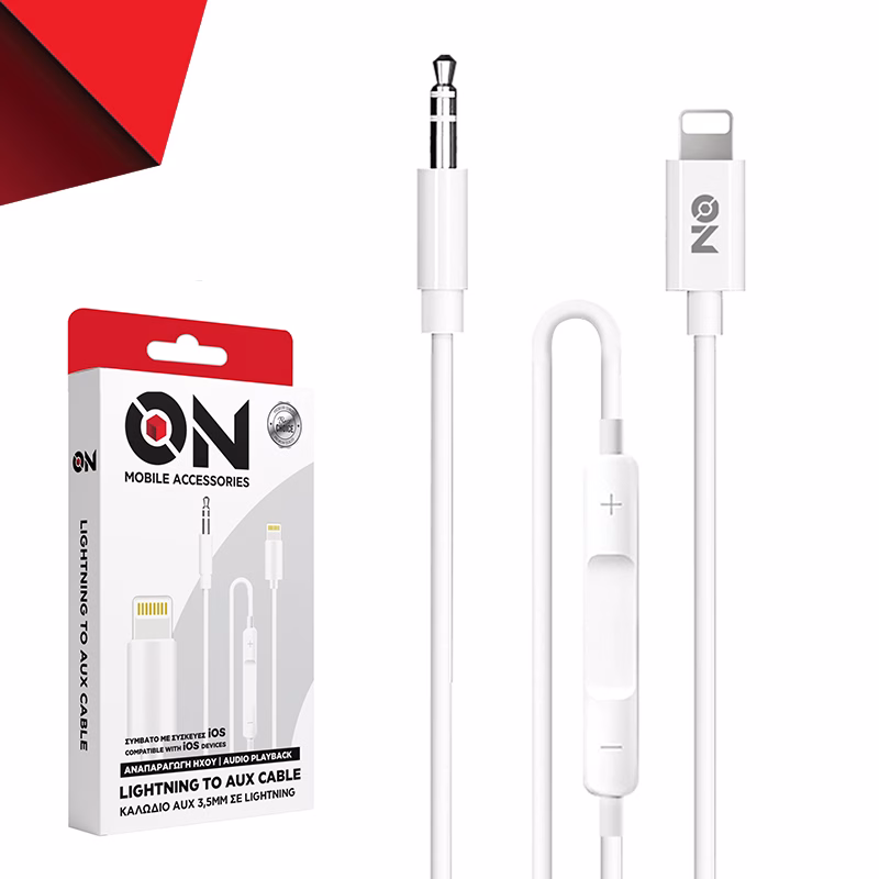 ON Mobile Accessories Καλώδιο AUX 3.5mm Σε Lightning Λευκό