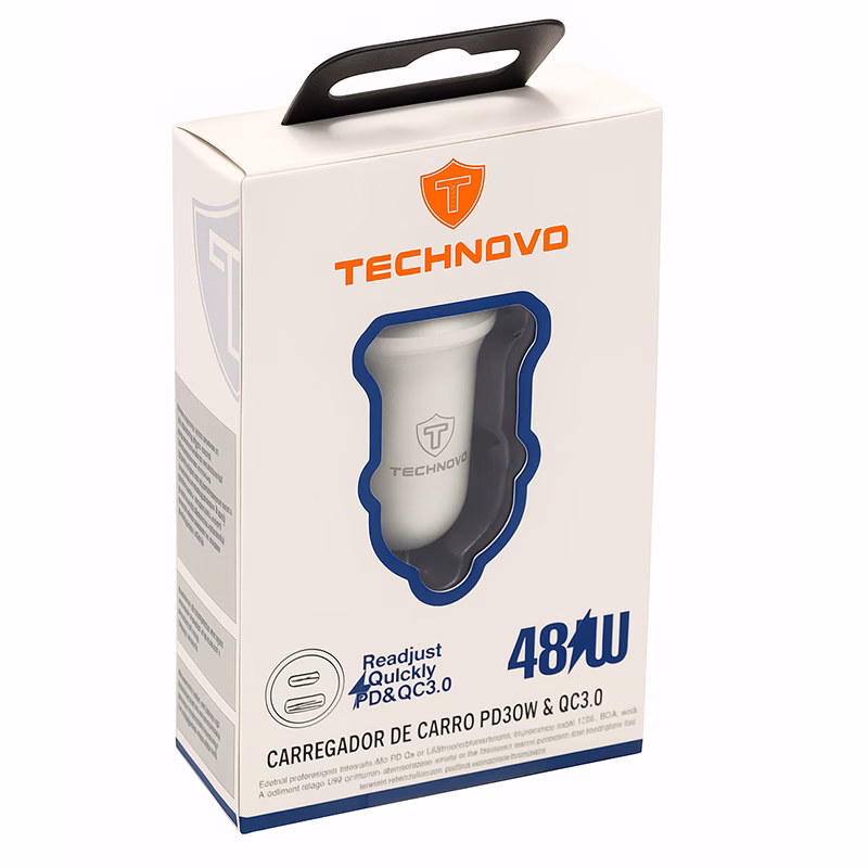 Φορτιστής Αναπτήρα Αυτοκινήτου Technovo TN-B013 Με 1 Θύρα USB Και 1 Θύρα USB-C 12-24V 3A Λευκός 1 Τεμάχιο - Image 3