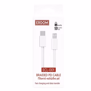 99753-2-kalodio-usb-fortisis-kai-metaforas-dedomenon-type-c-lightning-30w-earldom-ecl-001-1m-tmx Καλώδιο Φόρτισης Και Μεταφοράς Δεδομένων Για Type-C σε lightning 30W Erdom ECL-001 λευκό 1m 1 Τεμάχιο